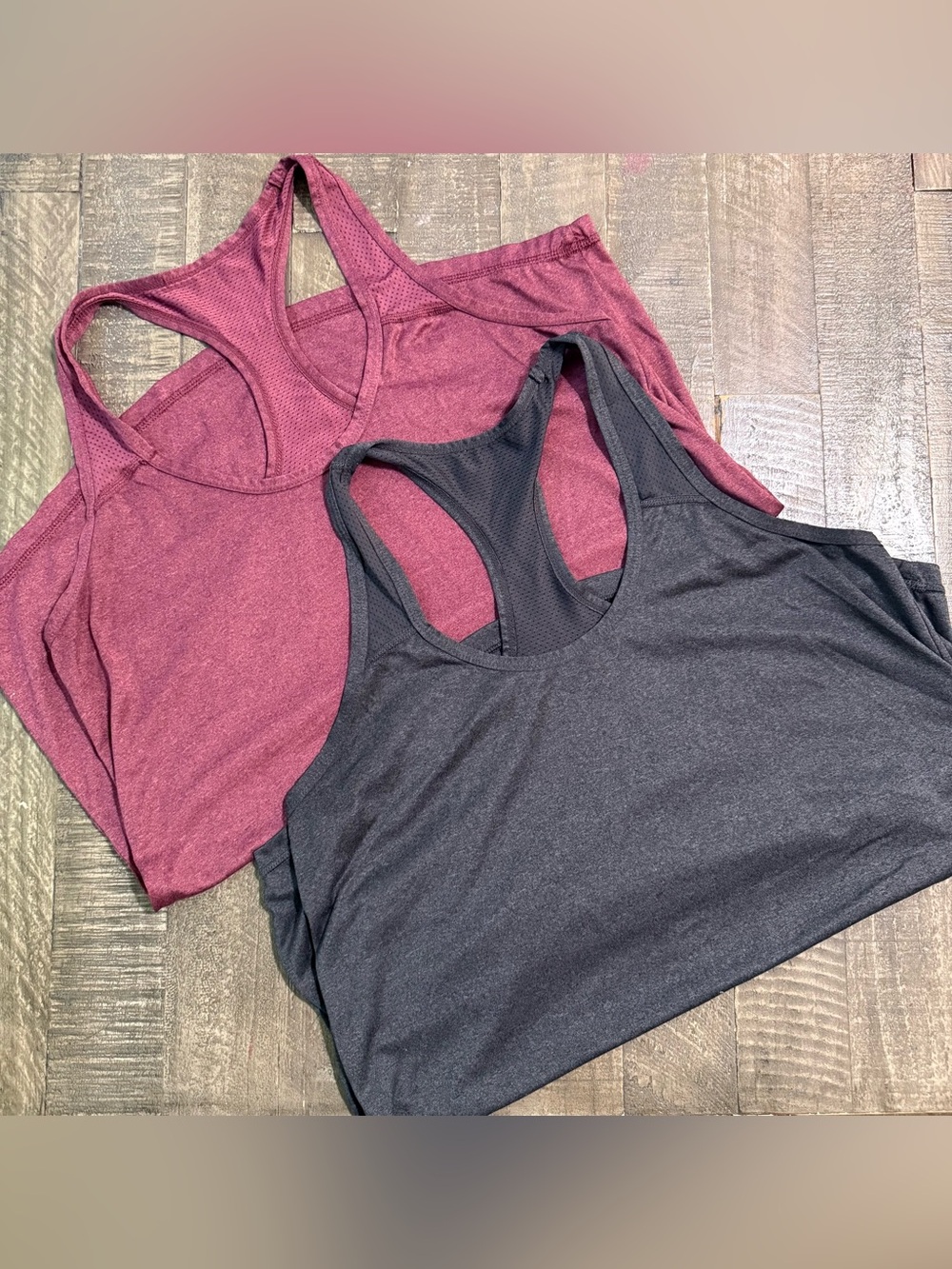 2-Pack Racerback Tank Tops in Berry and Charcoal